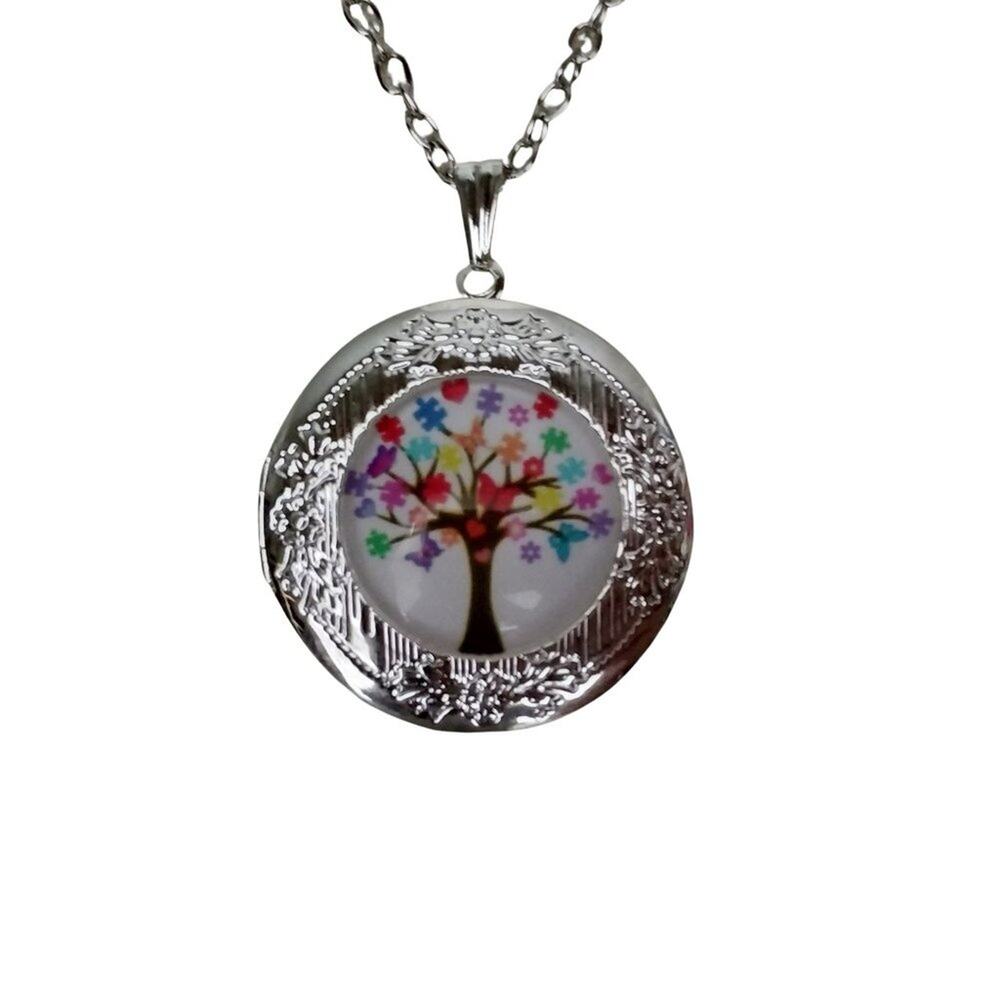 Autism Puzzle Tree Cabochon Pendant Locket